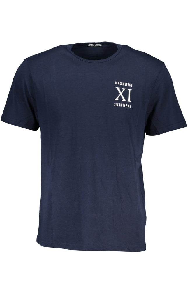 SEO. BIKKEMBERGS T-Shirt Herren Kurzarm Blau – Logo Aufdruck für Sommer - Blau Linkreich