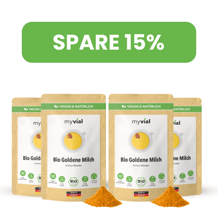 SEO. Bio Goldene Milch Latte mit 10 ayurvedischen Superfoods - 4er Pack - 15% Rabatt Linkreich