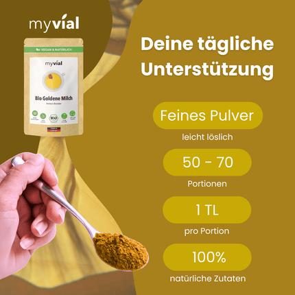 SEO. Bio Goldene Milch Latte mit 10 ayurvedischen Superfoods - Einzeln Linkreich