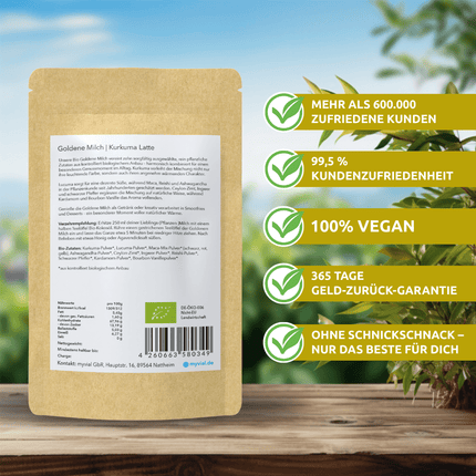 SEO. Bio Goldene Milch Latte mit 10 ayurvedischen Superfoods - Einzeln Linkreich