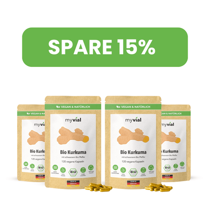 SEO. Bio Kurkuma Kapseln mit schwarzem Bio Pfeffer - 4er Pack - 15% Rabatt Linkreich