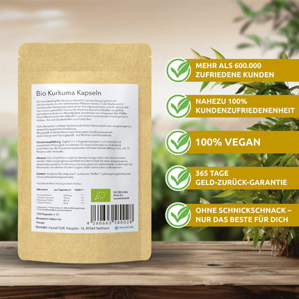 SEO. Bio Kurkuma Kapseln mit schwarzem Bio Pfeffer - Einzeln Linkreich