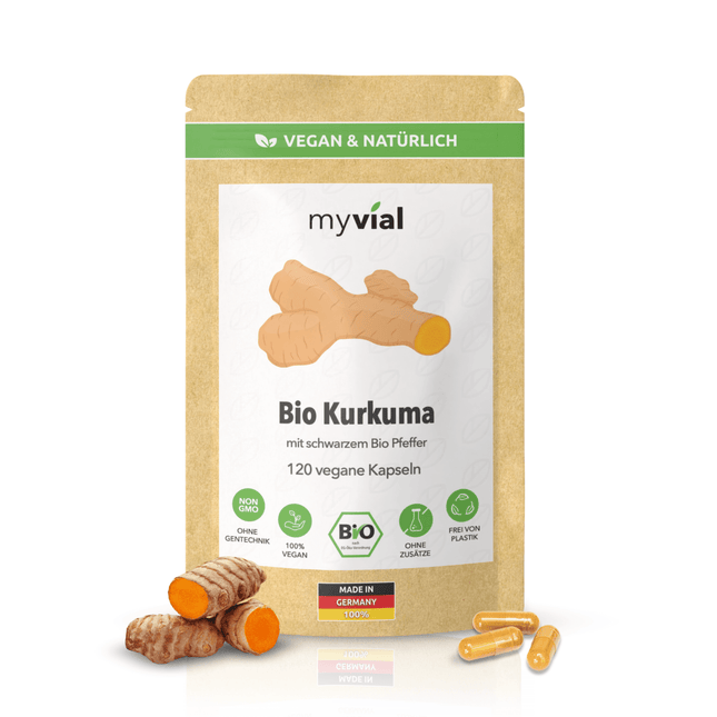 SEO. Bio Kurkuma Kapseln mit schwarzem Bio Pfeffer - Einzeln Linkreich