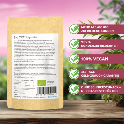 SEO. Bio OPC Kapseln – Mit Traubenkern, Aroniapulver & Vitamin C - Einzeln Linkreich