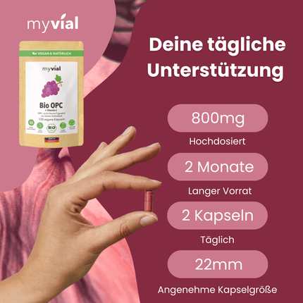 SEO. Bio OPC Kapseln – Mit Traubenkern, Aroniapulver & Vitamin C - Einzeln Linkreich