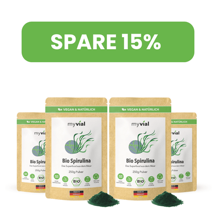 SEO. Bio Spirulina Pulver - 4er Pack - 15% Rabatt Linkreich