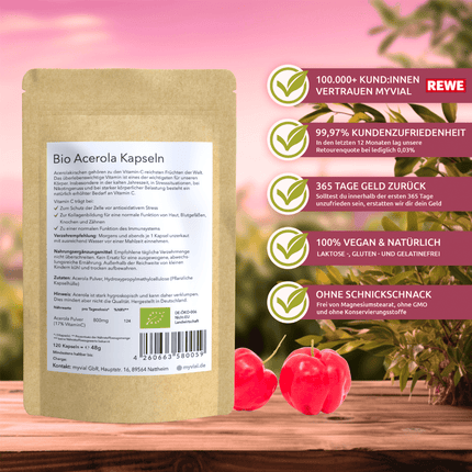 SEO. Bio Vitamin C Kapseln aus Acerola - Einzeln Linkreich