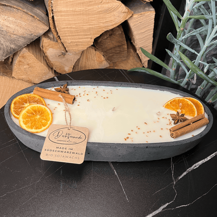 Black Edition - HANDGEMACHTE BETONKERZE "Black - Ship" - Stilvolle Sojawachskerze für Ihr Zuhause. Kerze mit Blütenverzierung und drei HOCHWERTIGEN Baumwolldochten (Duftkerze) kaufen bei Linkreich – Jetzt entdecken!