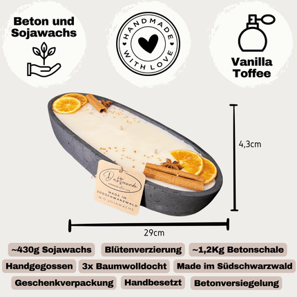 Black Edition - HANDGEMACHTE BETONKERZE "Black - Ship" - Stilvolle Sojawachskerze für Ihr Zuhause. Kerze mit Blütenverzierung und drei HOCHWERTIGEN Baumwolldochten (Duftkerze) kaufen bei Linkreich – Jetzt entdecken!