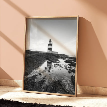 Hook Head Lighthouse Reflection – Ireland Black & White Fine Art Print