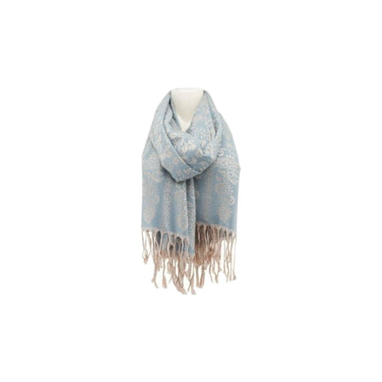 Damen Brokat Schal / Paisley Muster: Fransenschal seidig weich 175x70cm