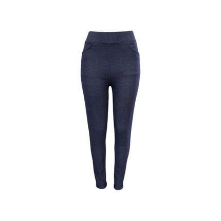 Damen Winter Leggings » Dunkle Jeans Optik » Jeggings mit Push-Up Effekt » Teddy Innenfleece » Damenleggings für Fitness & Alltag
