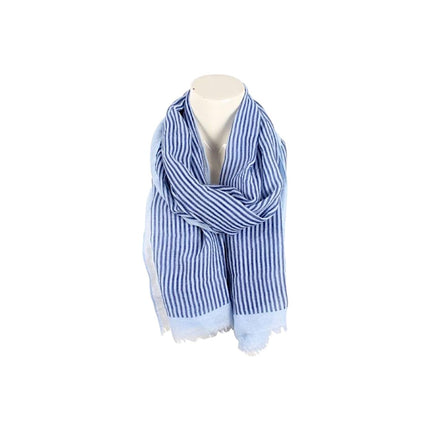 Sommer Damen Schal » Maritime Streifen » leichter Sommerschal 180 x 70 cm » Halstuch mit blauen Streifen » Damenschal weich & dünn