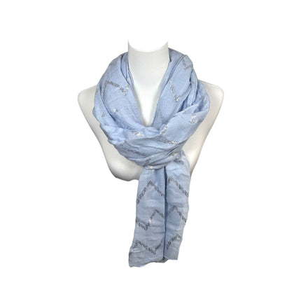 Sommer Damen Schal » Zick Zack Muster » leichter Sommerschal 180 x 70 cm » Halstuch mit glänzendem Zickzack Aufdruck » Damenschal weich & dünn