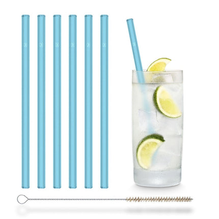 SEO. Blaue Glasstrohhalme 6x 20cm Gerade - NEON - Linkreich