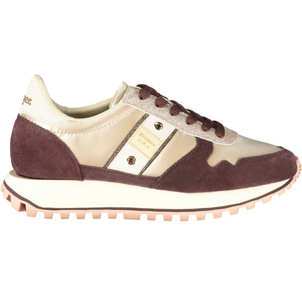 BLAUER Beige Damen Sportschuhe – Sneaker für Herbst/Winter mit weinroten Details