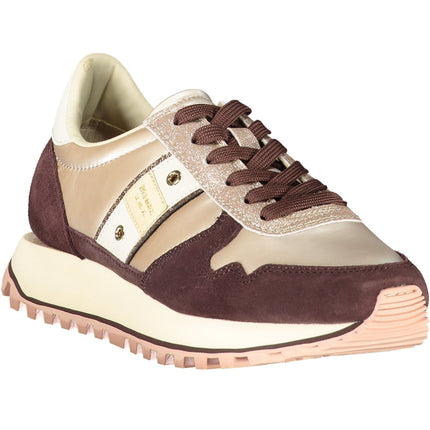 BLAUER Beige Damen Sportschuhe – Sneaker für Herbst/Winter mit weinroten Details