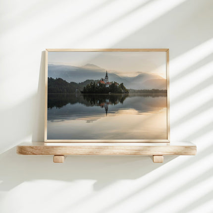 Lake Bled Sunrise Wall Art – Island Church & Reflections Print