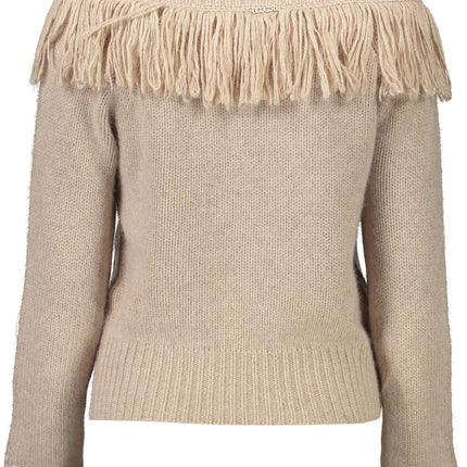 BLUGIRL Pullover Damen – Schwarzer Winterpullover mit Stickerei und Angora