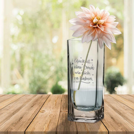 SEO. Blumenvase mit Gravur - Glück ist eine Oma - Deko Vase als Geschenk - 20 x 8 cm Linkreich