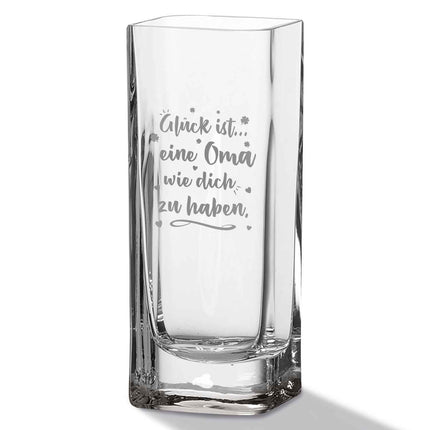 SEO. Blumenvase mit Gravur - Glück ist eine Oma - Deko Vase als Geschenk - 20 x 8 cm Linkreich