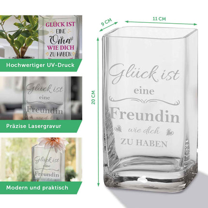 SEO. Blumenvase mit Gravur - Hand in Hand - Personalisiert mit Namen und Datum - Deko Vase als Geschenk - 20 x 11 cm Linkreich