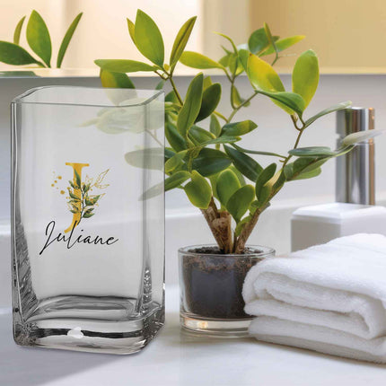 SEO. Blumenvase mit Initialen - Personalisiert mit Namen & Monogramm - Deko Vase als Geschenk - 20 x 11 cm Linkreich