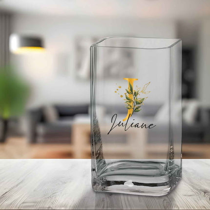 SEO. Blumenvase mit Initialen - Personalisiert mit Namen & Monogramm - Deko Vase als Geschenk - 20 x 11 cm Linkreich