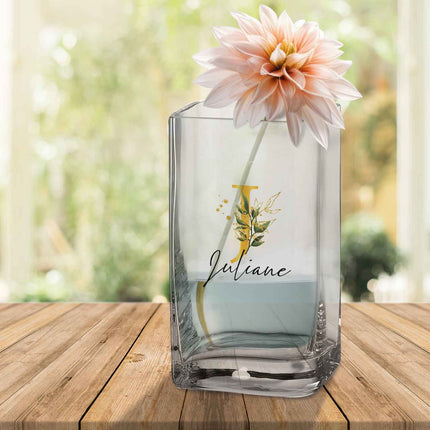 SEO. Blumenvase mit Initialen - Personalisiert mit Namen & Monogramm - Deko Vase als Geschenk - 20 x 11 cm Linkreich