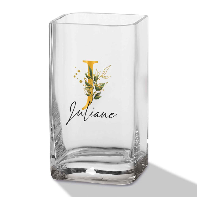 SEO. Blumenvase mit Initialen - Personalisiert mit Namen & Monogramm - Deko Vase als Geschenk - 20 x 11 cm Linkreich