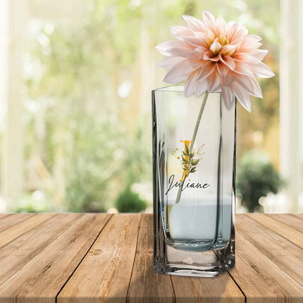 SEO. Blumenvase mit Initialen - Personalisiert mit Namen & Monogramm - Deko Vase als Geschenk - 20 x 8 cm Linkreich
