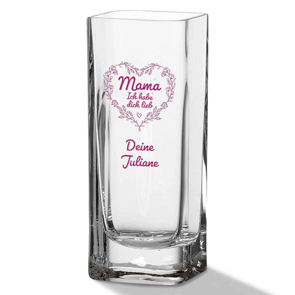 SEO. Blumenvase mit UV - Druck - Mama lieb haben - Personalisiert mit Namen - Deko Vase als Geschenk - Mama (Ich habe...) Linkreich