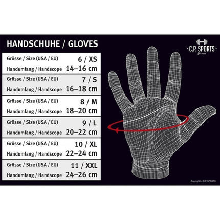 SEO. Bodybuilding Handschuh mit Handgelenkbandage F13 - 1 - C.P.Sports - S Linkreich