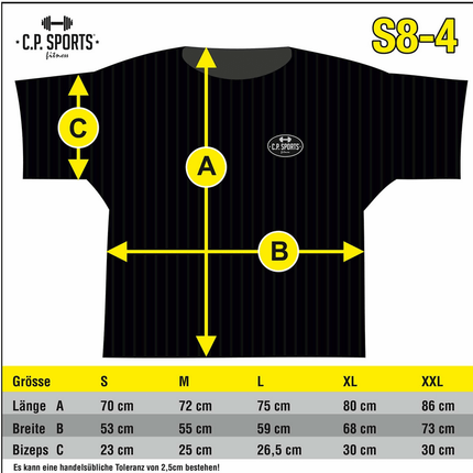 SEO. Bodybuilding T-Shirt / Fitness T-Shirt - Wafelmuster - C.P. Sports S20 - Schwarz Linkreich