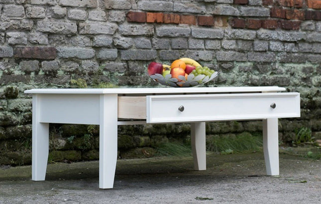 SEO. Bologna Elegante Massivholz Kiefer Couchtisch | Farbe weiß - Linkreich
