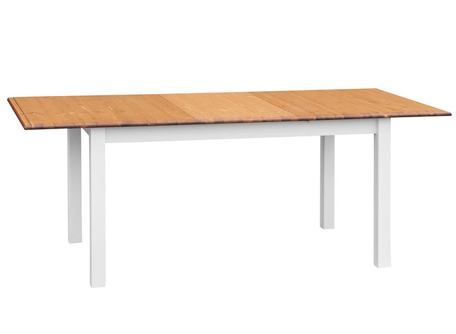 SEO. Bologna Elegante Massivholz Kiefer Esstisch ausziehbar 150/197cm | Farbe Weiß - Eiche - Linkreich