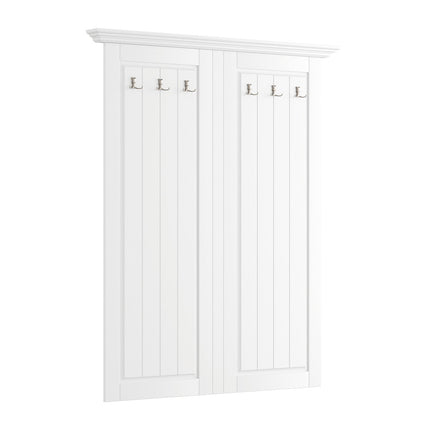 SEO. Bologna Elegante Massivholz Kiefer Garderobe Doppel Wandpanel | Farbe weiß - Linkreich