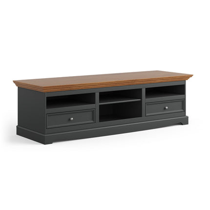 SEO. Bologna Elegante Massivholz Kiefer große TV - Schrank Kommode | Farbe Graphit - Eiche - Linkreich