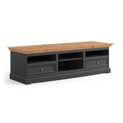 SEO. Bologna Elegante Massivholz Kiefer große TV - Schrank Kommode | Farbe Graphit - Kiefer - Linkreich