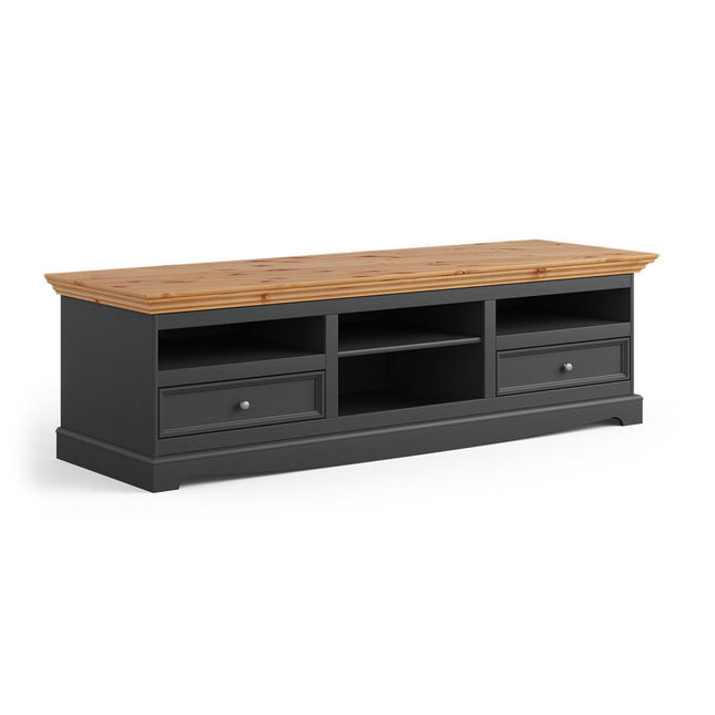 SEO. Bologna Elegante Massivholz Kiefer große TV - Schrank Kommode | Farbe Graphit - Kiefer - Linkreich