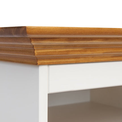 SEO. Bologna Elegante Massivholz Kiefer große TV - Schrank Kommode | Farbe Weiß - Eiche - Linkreich
