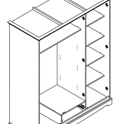 SEO. Bologna Elegante Massivholz Kiefer Kleiderschrank Spiegelschrank 3D | Farbe Weiß - Eiche - Linkreich