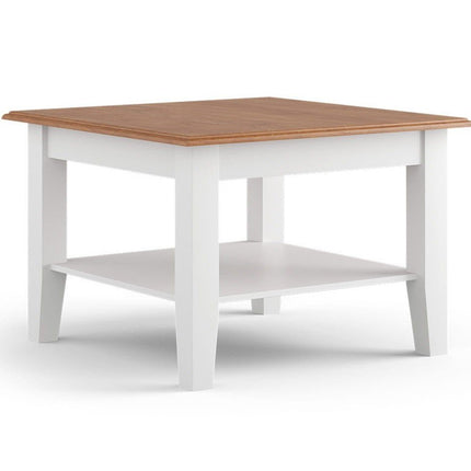SEO. Bologna Elegante Massivholz Kiefer kleiner Couchtisch | Farbe Weiß - Eiche - Linkreich