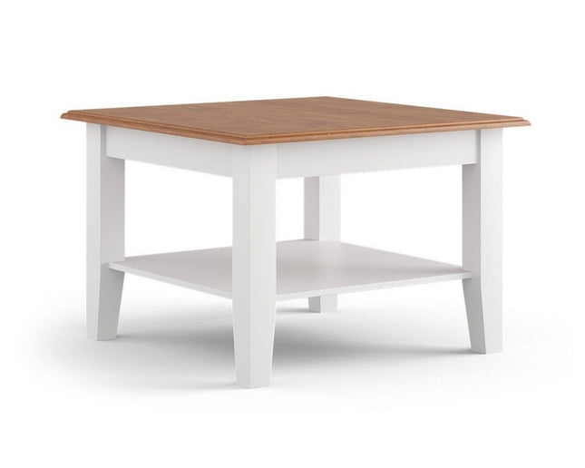 SEO. Bologna Elegante Massivholz Kiefer kleiner Couchtisch | Farbe Weiß - Eiche - Linkreich
