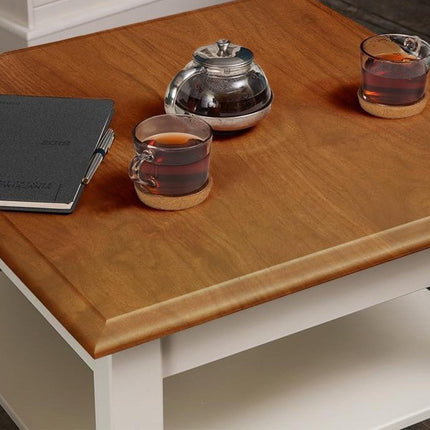 SEO. Bologna Elegante Massivholz Kiefer kleiner Couchtisch | Farbe Weiß - Eiche - Linkreich