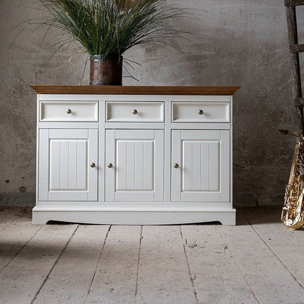 SEO. Bologna Elegante Massivholz Kiefer Kommode 3.3 | Farbe Weiß - Eiche - Linkreich