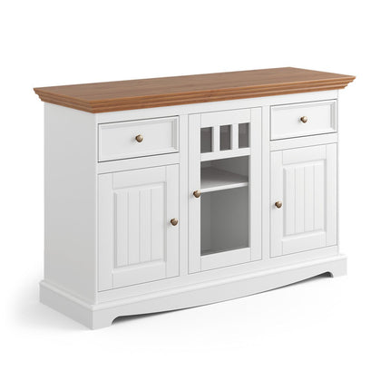 SEO. Bologna Elegante Massivholz Kiefer Kommode 3D | Farbe Weiß - Eiche - Linkreich