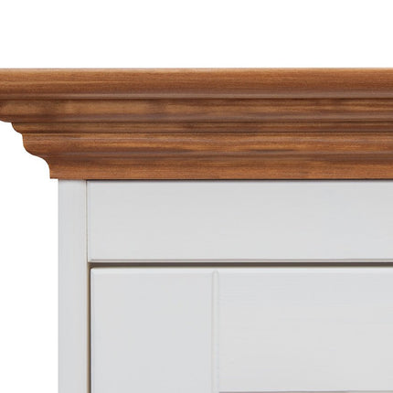 SEO. Bologna Elegante Massivholz Kiefer Kommode 3D | Farbe Weiß - Eiche - Linkreich