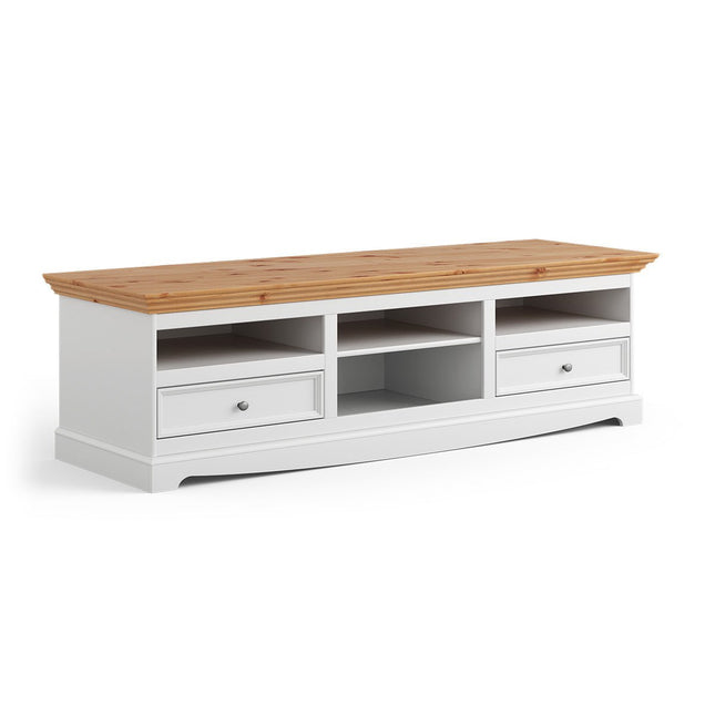 SEO. Bologna Elegante Massivholz Kiefer Kommode TV - Schrank | Farbe Weiß - Kiefer - Linkreich