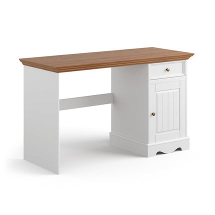 SEO. Bologna Elegante Massivholz Kiefer Schreibtisch 1 - Türig | Farbe Weiß - Eiche - Linkreich